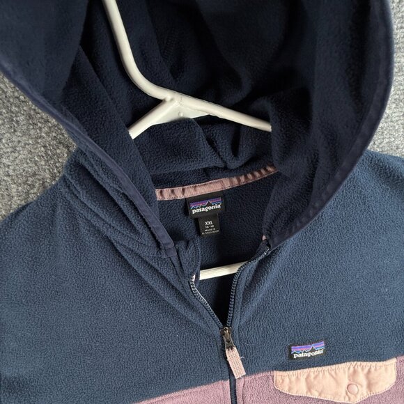 Patagonia Fleece Jacket Girls 2XL Hoodie Jacket Full Zip Snap Pocket Purple Soft - Picture 8 of 12